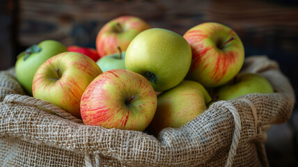 Wall Mural - A basket of red and green apples.