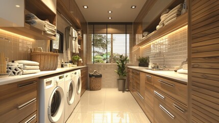 modern laundry room, chic laundry room features modern design and appliances for a stylish and contemporary appearance