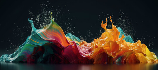 Poster - colorful watercolor ink splashes, paint 399