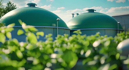 Wall Mural - Converting Organic Waste into Renewable Energy: The Role of Biogas Plants in Promoting Sustainability. Concept Sustainable Energy, Biogas Plants, Renewable Resources, Waste Management