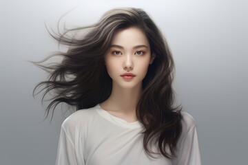 Wall Mural - Elegant Woman with Flowing Hair