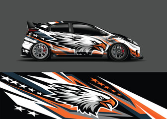 Sticker - car wrap  decal  vinyl sticker designs concept. auto design geometric stripe eagle background for wrap vehicles  race cars  cargo vans  and livery