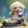 신발위에 있는 귀여운 강아지