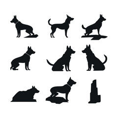 Naklejka na meble Rocky dog silhouette set Clipart on a white background