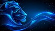 © Jevjenijs - A lion's head against a dark backdrop, emitting a blue wave of light from its mouth