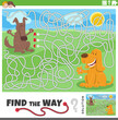 maze game with cartoon dogs animal characters