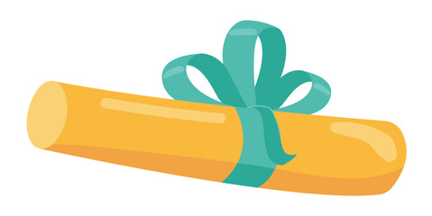Poster - Gift box in flat design. Present pack of cylinder form with ribbon and bow. Vector illustration isolated.