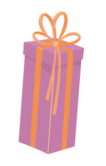 Poster - Holiday gift box in flat design. Purple present with ribbon and bow. Vector illustration isolated.