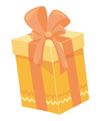 Poster - Gift box in flat design. Holiday present with ribbon and bow for greeting. Vector illustration isolated.
