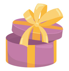 Poster - Gift box in flat design. Open present or prize with ribbon and bow. Vector illustration isolated.