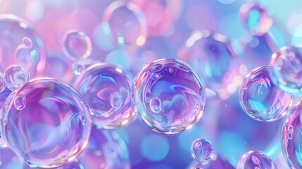 Wall Mural - A floating, holographic liquid blob, soap bubble, metaball background.