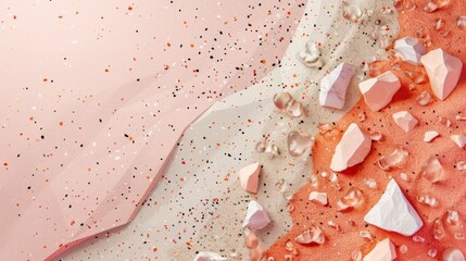Leinwandbilder - An elegant duotone background with terrazzo texture for displaying a summer product. Flat lay. Top view. 3D render.