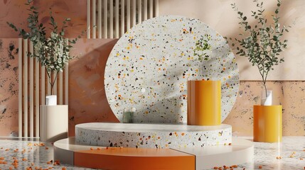 Leinwandbilder - 3D rendering of terrazzo texture backdrop for product display...