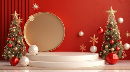 Aufkleber - A 3D render of the backdrop for a Christmas podium display.