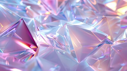 Leinwandbilder - Iridescent texture, geometric crystal background, liquid. 3D render...