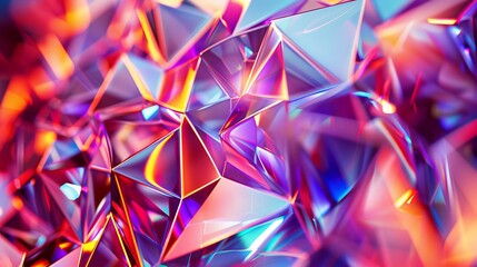 Sticker - The background is abstract geometric crystals with an iridescent texture, a liquid, and a 3D render.