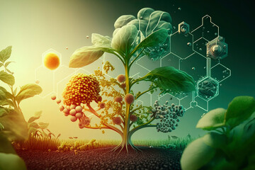 Wall Mural - Agricultural technologies for growing plants and scientific research concept created with technology generative Ai