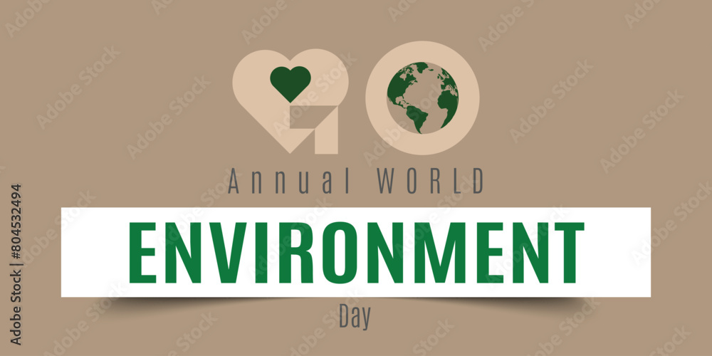 world environment day - green branch and leaves roll around circle ...