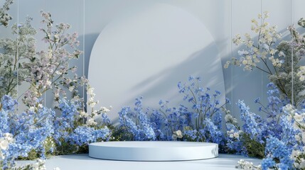 Poster - Landscape scene with natural beauty podium back drop. 3D rendering.