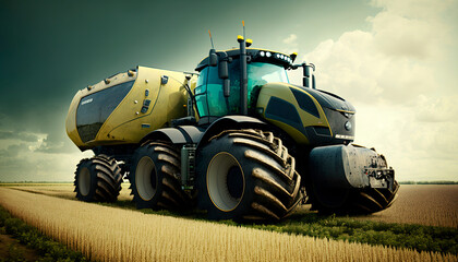 Wall Mural - tractor in the field. Generative AI,