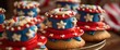 Uncle Sam hat cookies with marshmallow brims , professional photography and light