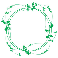 Wall Mural - line circle frame and leaves. vector line art illustration.eps