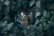 Close-up portrait of tiger in the jungle