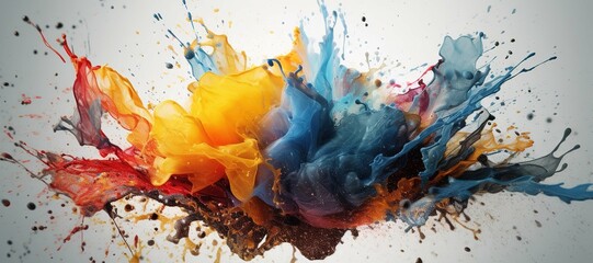 Canvas Print - colorful watercolor ink splashes, paint 406