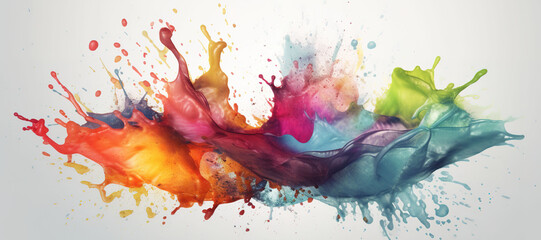 Poster - colorful watercolor ink splashes, paint 405