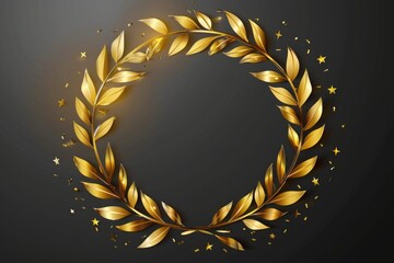 Wall Mural - Elegant golden wreath with stars on a black background, perfect for festive designs