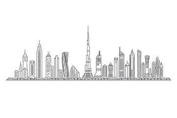 Wall Mural - Dubai line art vector city skyline