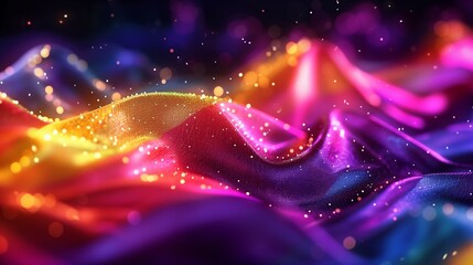 An abstract colorful background with glitter. A beautiful rainbow wave in the style of digital art.