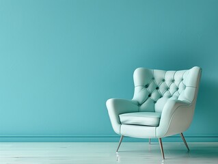 Wall Mural - Chair in Room With Blue Wall