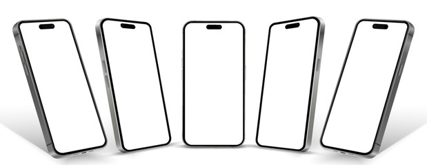 Leinwandbilder - Realistic smartphone mockup. Mobile phone vector with isolated on white background. Device front view. 3D mobile phone with shadow. Realistic, high quality smart phone mockup for ui ux presentation.