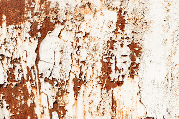 Canvas Print - Texture of old rusty metal with scratches and mother-in-law. Abstract grunge metal texture with traces of multi-colored paint