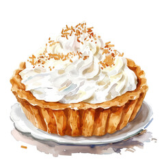 Coconut cream pie ,illustration watercolor