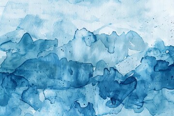 Wall Mural - abstract blue watercolor wash background with organic shapes and textures