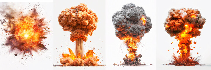 Four different explosions are shown in a row