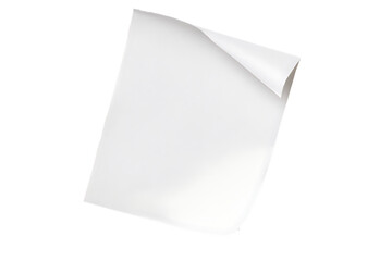 White paper with a curved corner isolated on a white background