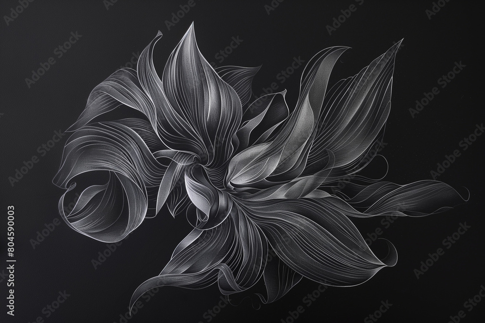 Graphite sketch Abstract and minimal Features a flowing design, Thai ...