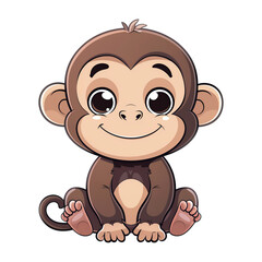 Cute monkey cartoon character illustration