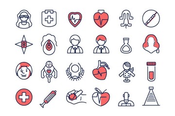 Canvas Print - A variety of medical related icons on a white background. Suitable for medical websites or educational materials