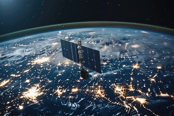 Canvas Print - a stunning satellite view of the earth at night. perfect for educational materials or environmental 