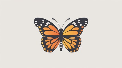 A vibrant orange and black butterfly on a clean white background. Perfect for nature and wildlife designs