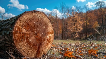 Canvas Print - A tree stump standing alone in a vast field. Suitable for nature or landscape themes