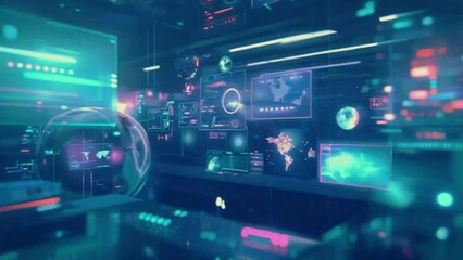Futuristic AI interface showcasing machine learning algorithms and data processing, Technology , Abstract motion background 4K High-Quality Background video