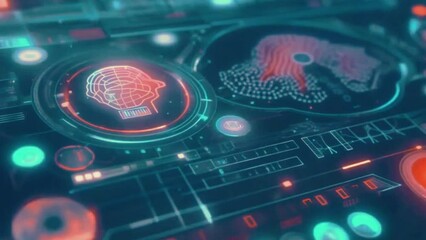 Futuristic AI interface showcasing machine learning algorithms and data processing, Technology Abstract motion background 4K High-Quality Background video