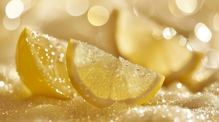 Wall Mural -   Two slices of lemon, one atop each table