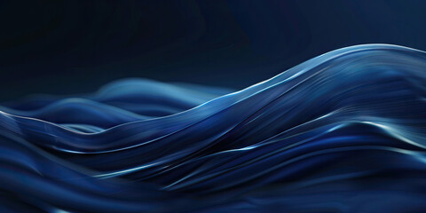 Wall Mural - Nostalgia (Dark Blue): A simple, curved line resembling a wave, symbolizing reminiscence and longing