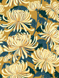 Hand drawn seamless pattern with beautiful chrysanthemums and leaves. Vector illustration, retro style. Can be used for embroidering flowers, wallpaper, etc.